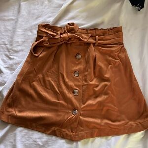 Blue Rain faux suede paper bag waist button front mini skirt